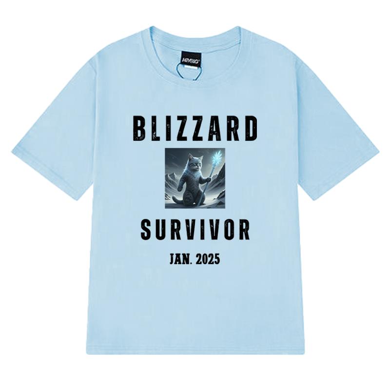 Winter Cat Blizzard Survivor Magic Wizard Cat T Shirt Unisex Women Funny Summer Short Sleeve Tshirts Unisex 100 Cotton Clothing