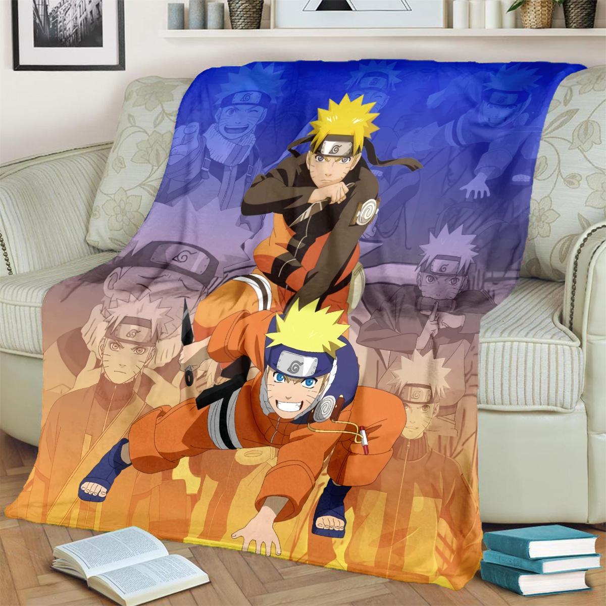 

Anime-Naruto Print Blanket Warm Comfortable Flannel Blanket for Bedrooms, Sofas, Beds, Chairs, Picnics, Travel -LXR45 75x90cm