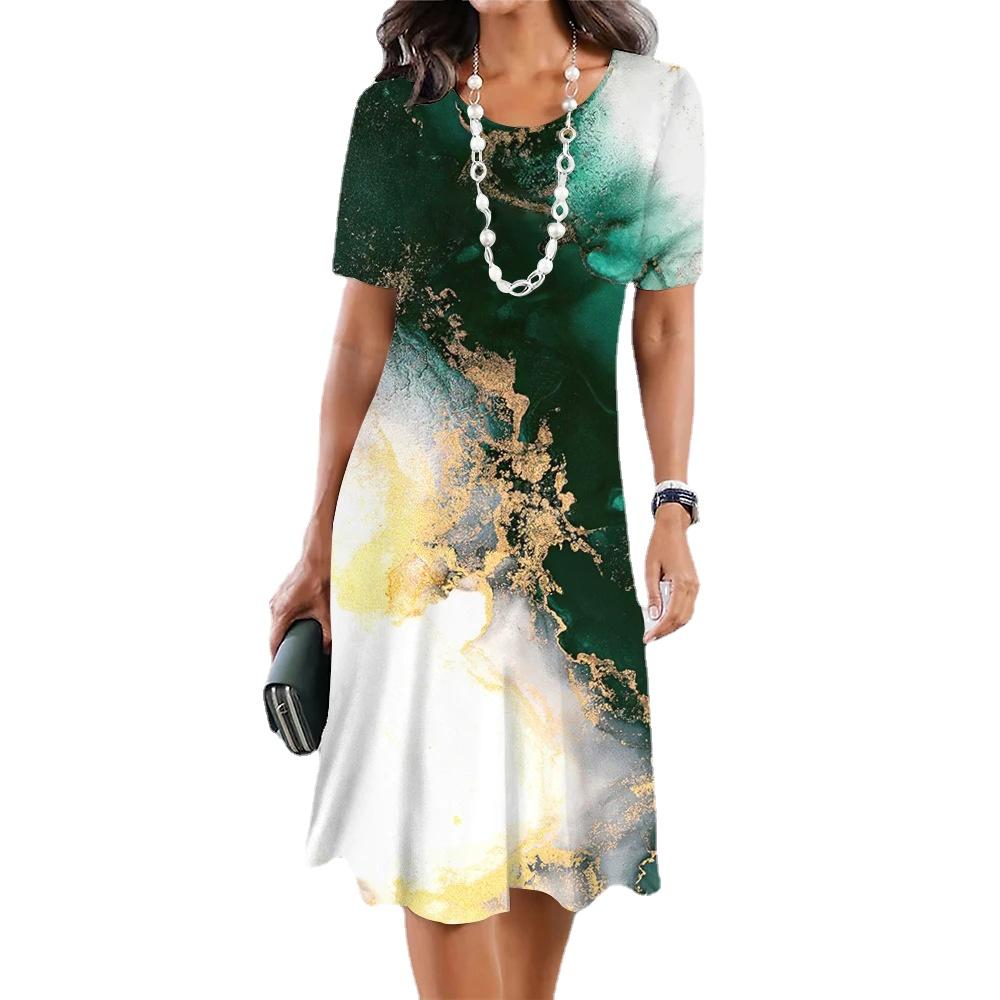 

YYFS Жіноча мода Літо Весна Повсякденні сукні з короткими рукавами та круглим вирізом XXL