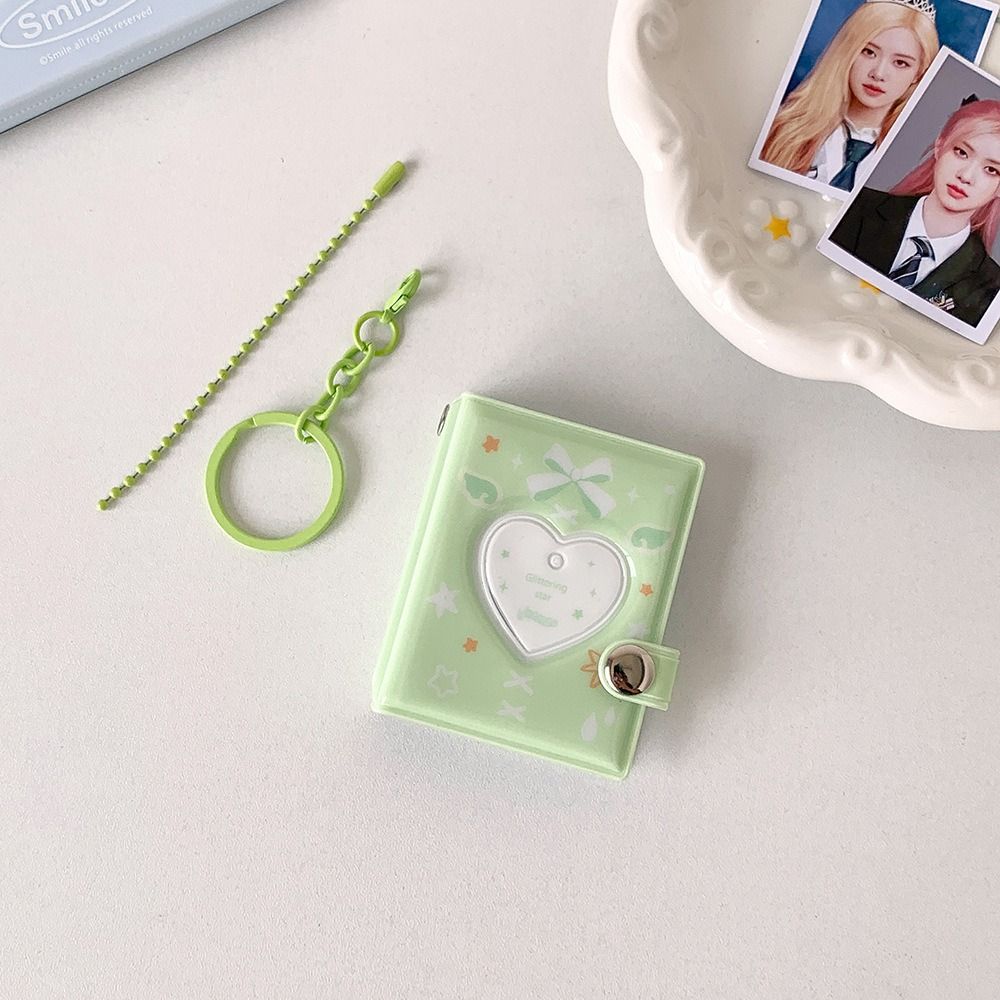 Love Heart Hollow Mini Photocards Holder Butterfly Bow Picture Storage Keyring  Women Girls