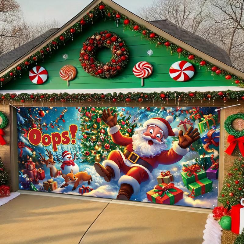 1pc2D flat Christmas background banner - suitable for various occasions home garden festival no power required wsj