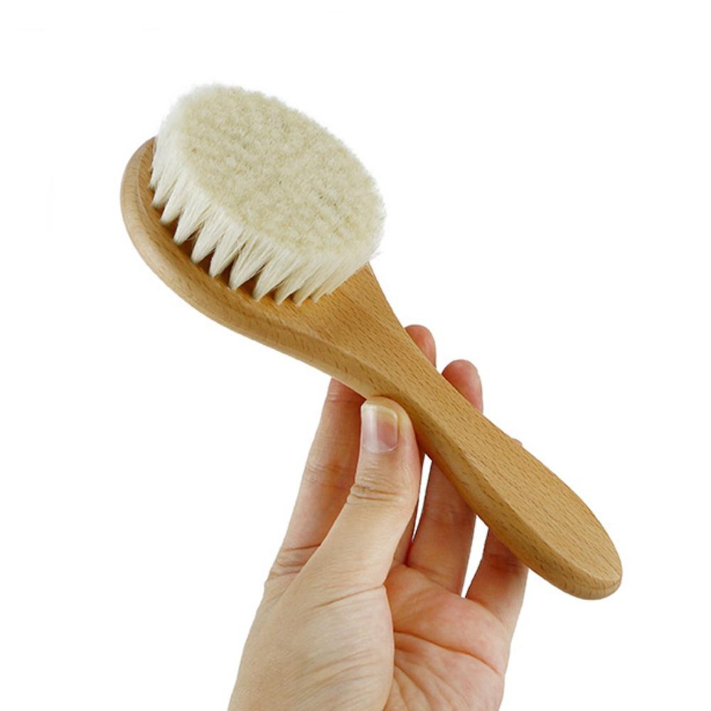 Natural Cradle Cap Brush Wooden Handle Infant Hair Brush High Quality Baby Hair Brush