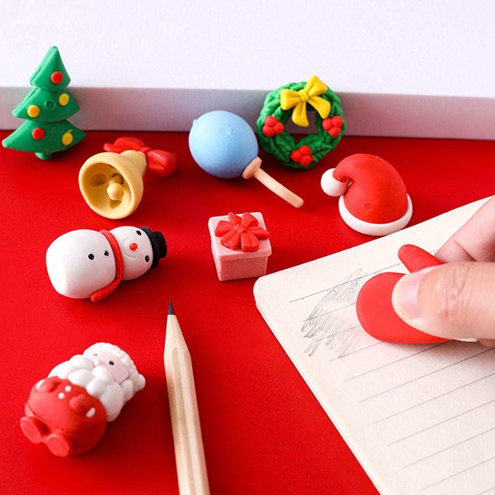 Elk Pencil Erasers Santa Christmas Stationery School Supplies Christmas Eraser  Student
