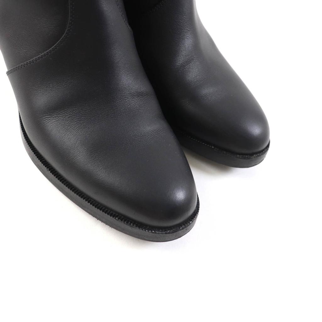 Great HERMES Short Boots Saint Germain Kelly Buckle Black Leather Women 36 Used