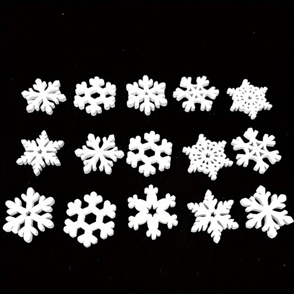 50pcs Vintage White Wooden Snowflakes - Perfect for Christmas & Holiday Decor, Home, Office.