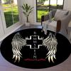 1pc Rammstein Angel Wings Cross Round carpet, Made of Polyester,Perfect for Decorating Office Chairs, Living Rooms
