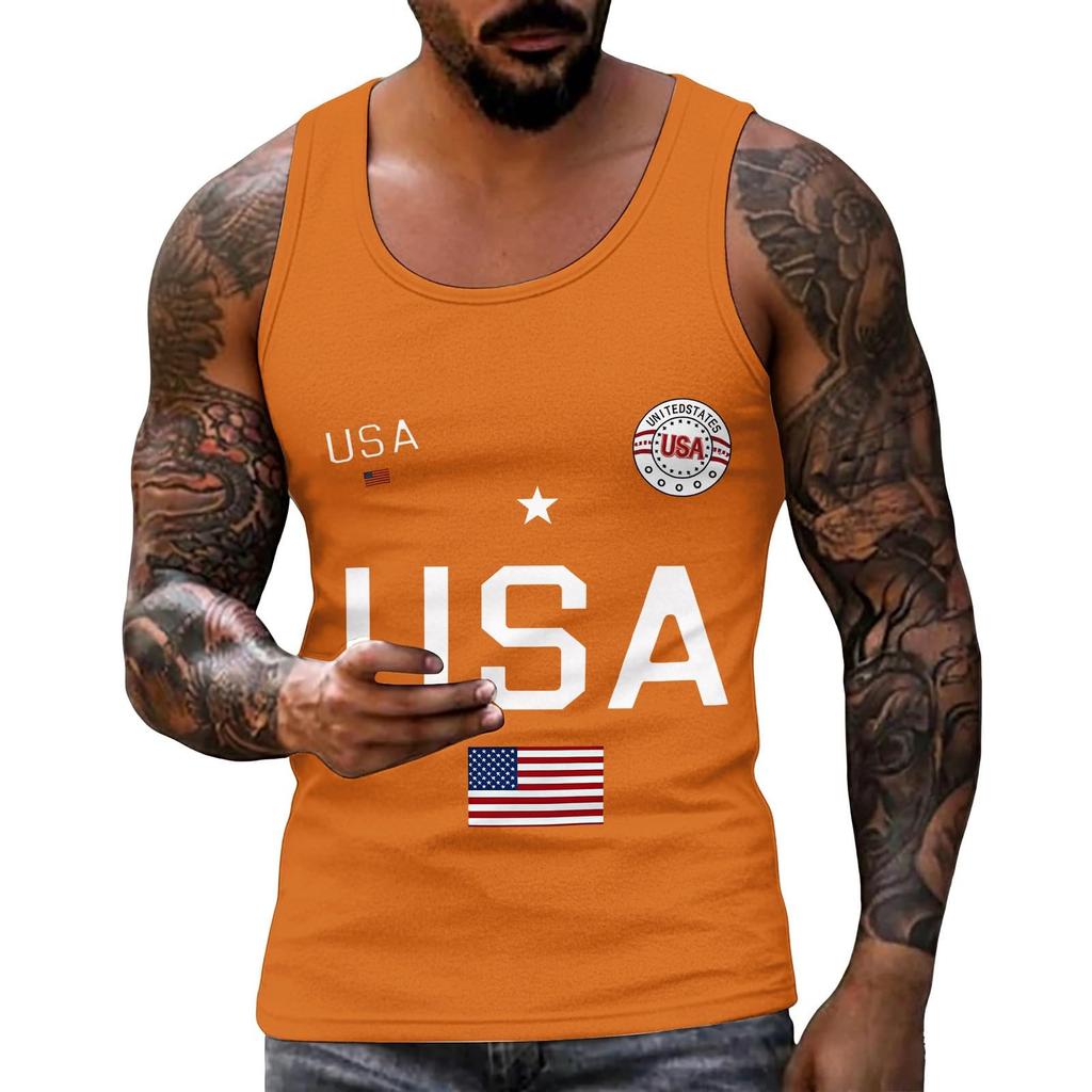 Men 4th Of Shirts USA Muscle Sleeveless Shirt Patriotic Tank Tops