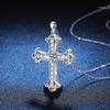 Women's PT950 Platinum Necklace - 1 Carat Moissanite Cross Pendant, Stylish & High-End Vibe, Elegant Statement Jewelry
