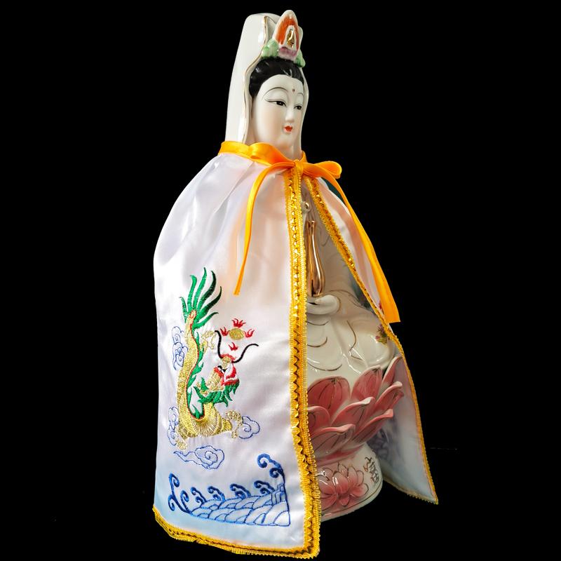 Only Cloak Zen Lotus Guanyin Buddha Statue Small Cloak Guanyin Bodhisattva Goddess Decor Embroidered Shawl Without Resin Buddha