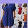 Cotton Blend Casual Short Sleeve Line Dress With Pockets For Spring Summer