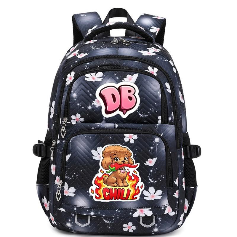 Cute Cartoon Character Print Backpack Girls School Use Large Capacity Nylon Student Bag With Padded Curved Straps
