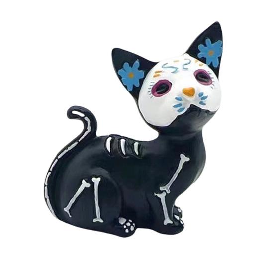 Halloween Dog Cat Ornament Haunted House Decoration Ghost Animal Sculpture Resin Craft Skull Sculpture Home Desktop Decor