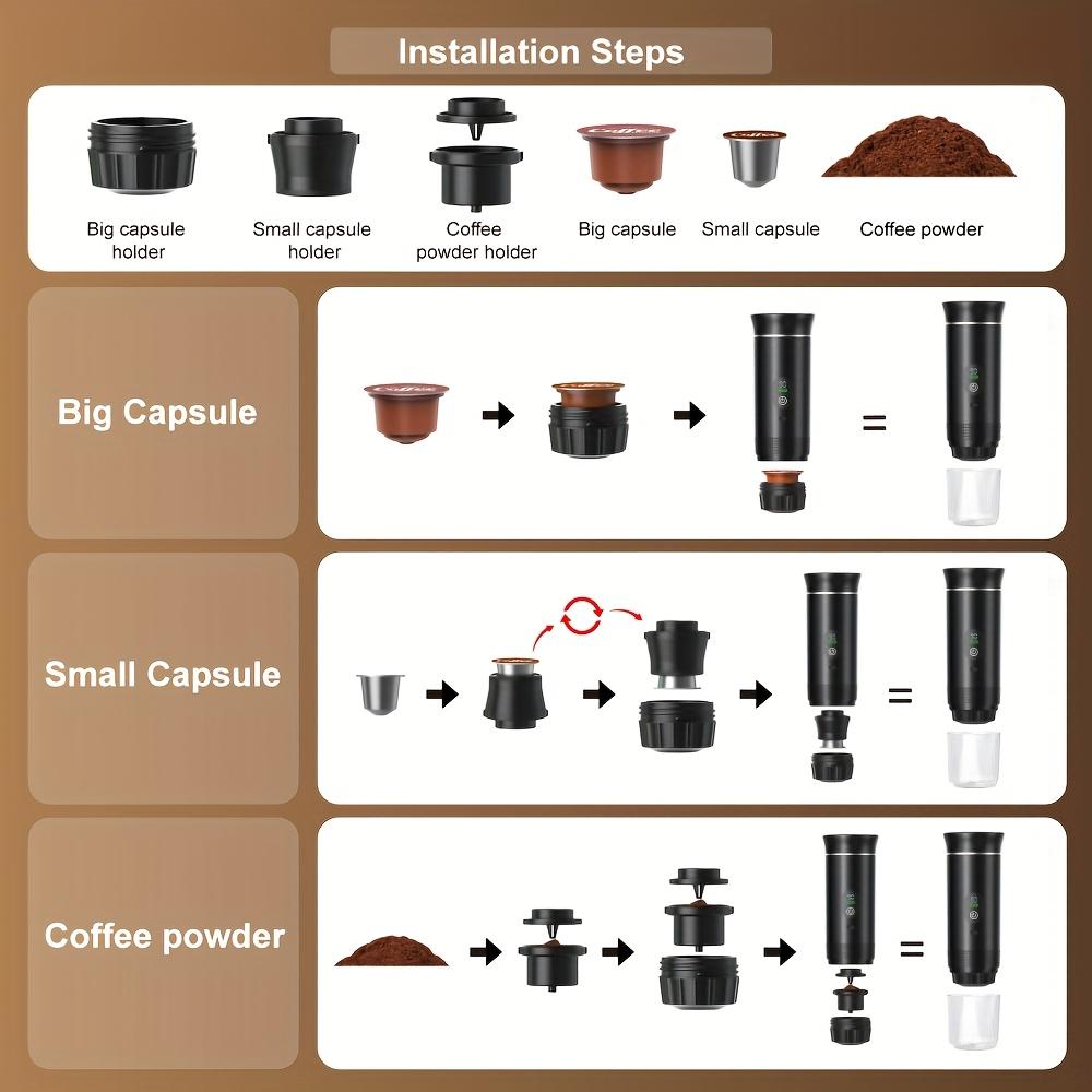 Macchina per Caffè Espresso Portatile Macchina per Caffè a Capsule Automatica Hot Cold Brew da Esterno Viaggio Mini Macchina per Caffè per Casa