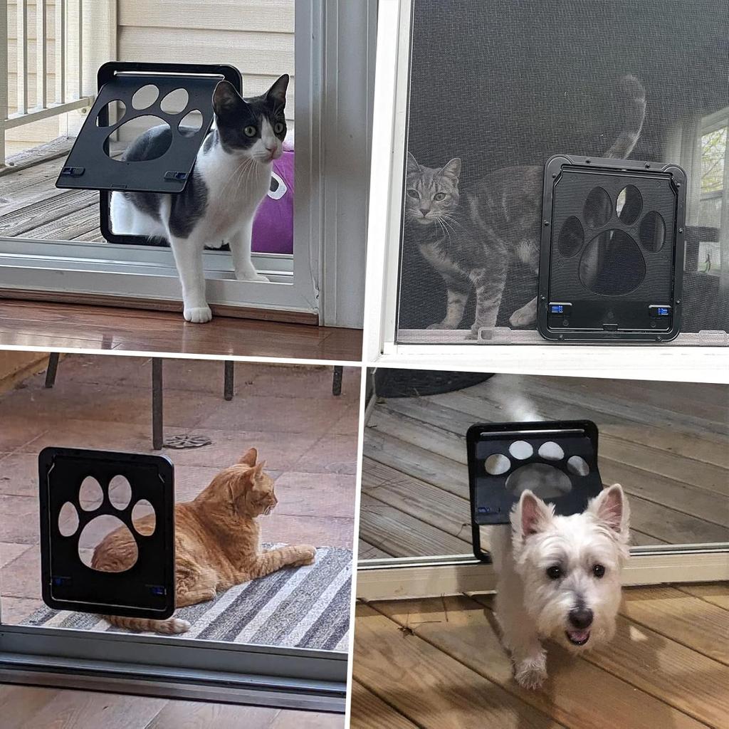 PETLESO Small Dog Door for Screen Door, Cat Door 8"×10" Magnetic Flap Self-Closing, Pet Screen Door for Sliding Door, Puppy Doggy and Cat Door Built