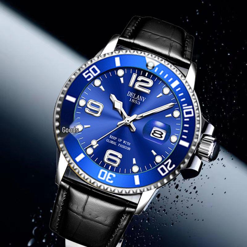 Men’s Fashionable Luminous Quartz Watch with Steel Band and Calendar