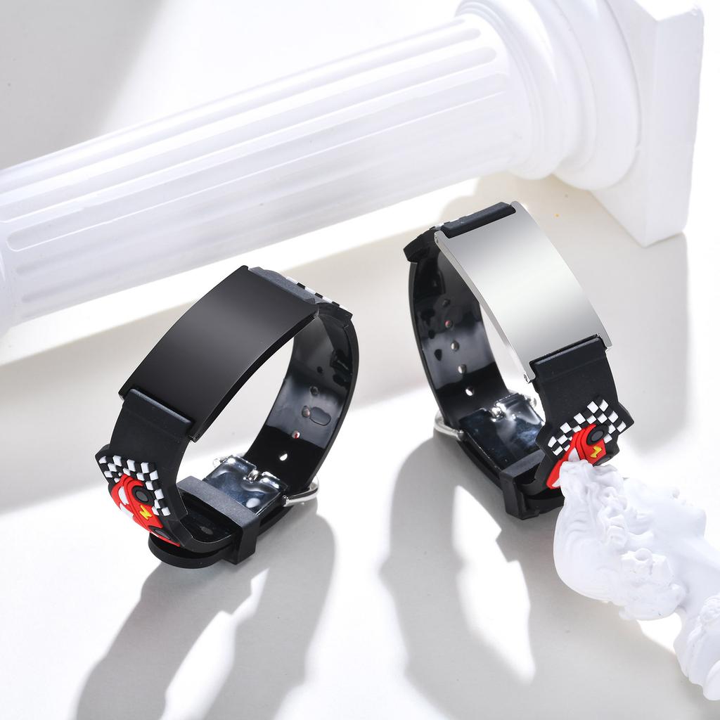 Personalized Kid Child Bracelet, Cartoon Car Silicone Chain Writhand Adjustable, Free Customzied Bracelets For Kids Girls Boys