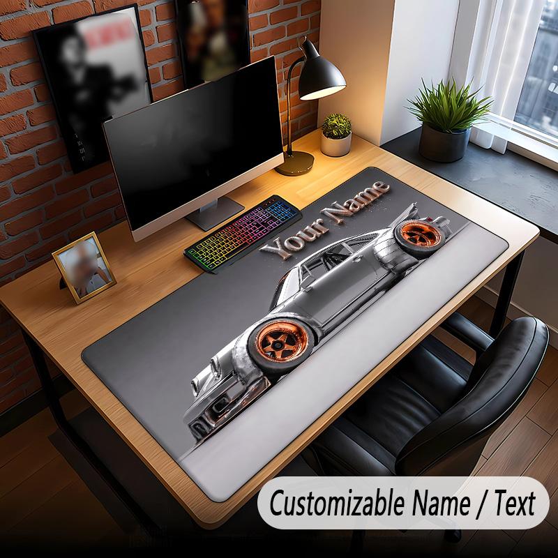 Auto-Rennsport-Thema Benutzerdefiniertes Mauspadd Personalisiert mit Namens-Text Angepasste Schreibtischmatte für Büro Heimdekoration