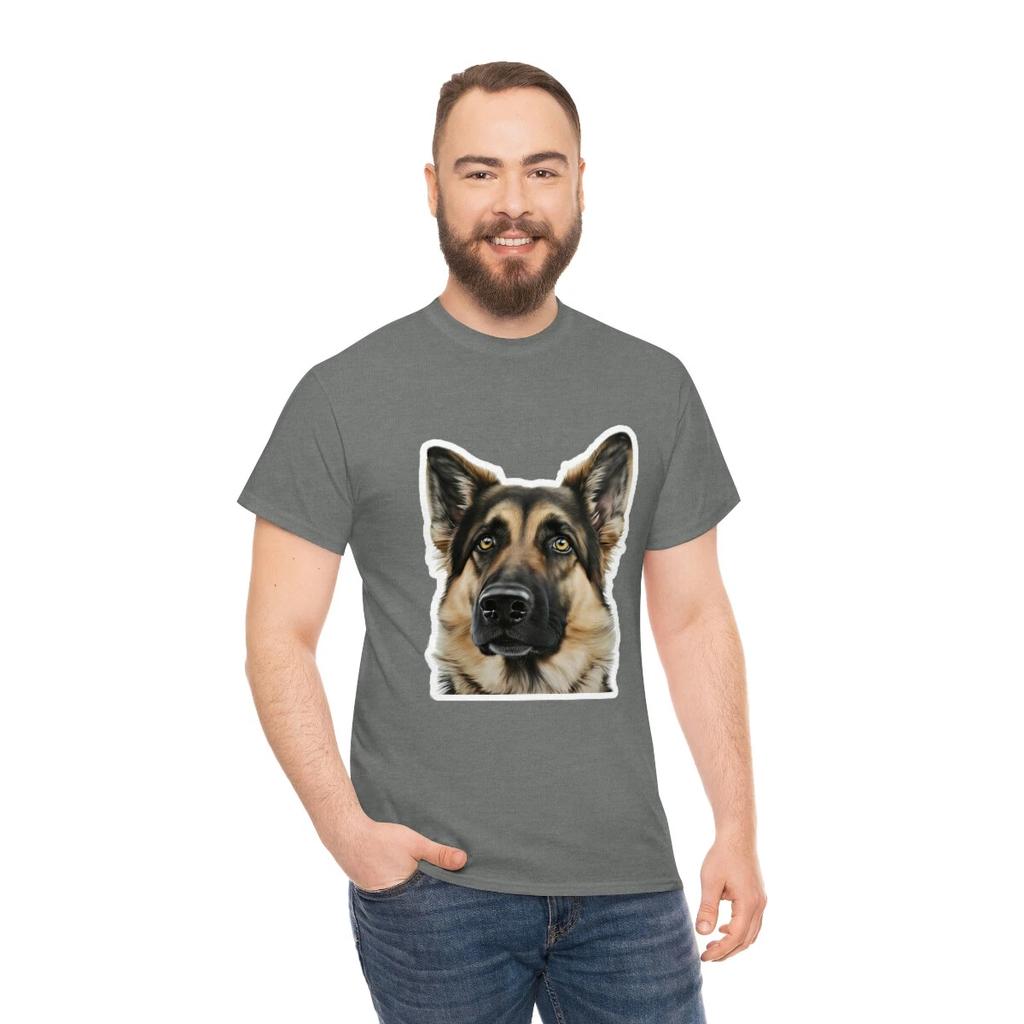 US Adults - Happy dog german shepherd - animal t shirt - Unisex Heavy Cotton Tee