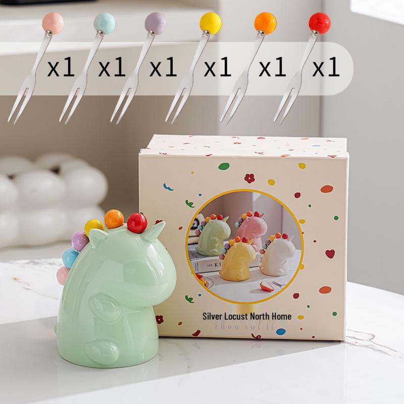 Yinhuai Stainless Steel Fruit Fork Set with Luxury Storage Jar – Safe, Cute, Small Forks for Kids