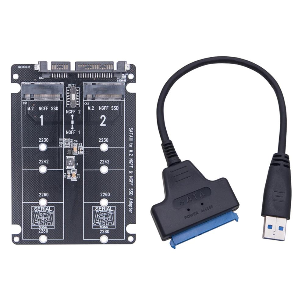 NGFF To SATA3 Adapter Card + USB Converter M.2 NGFF SSD MSATA Protocol To Serial Port Adapter for PC Laptop