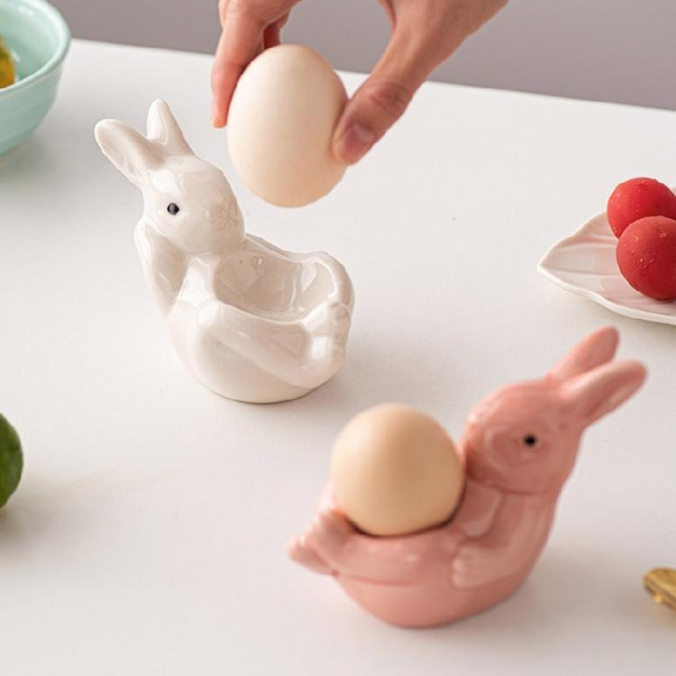 Cute Rabbit Shaped Eggs Cup Holder Display Stand Hard Boiled Eggs Holder Tray