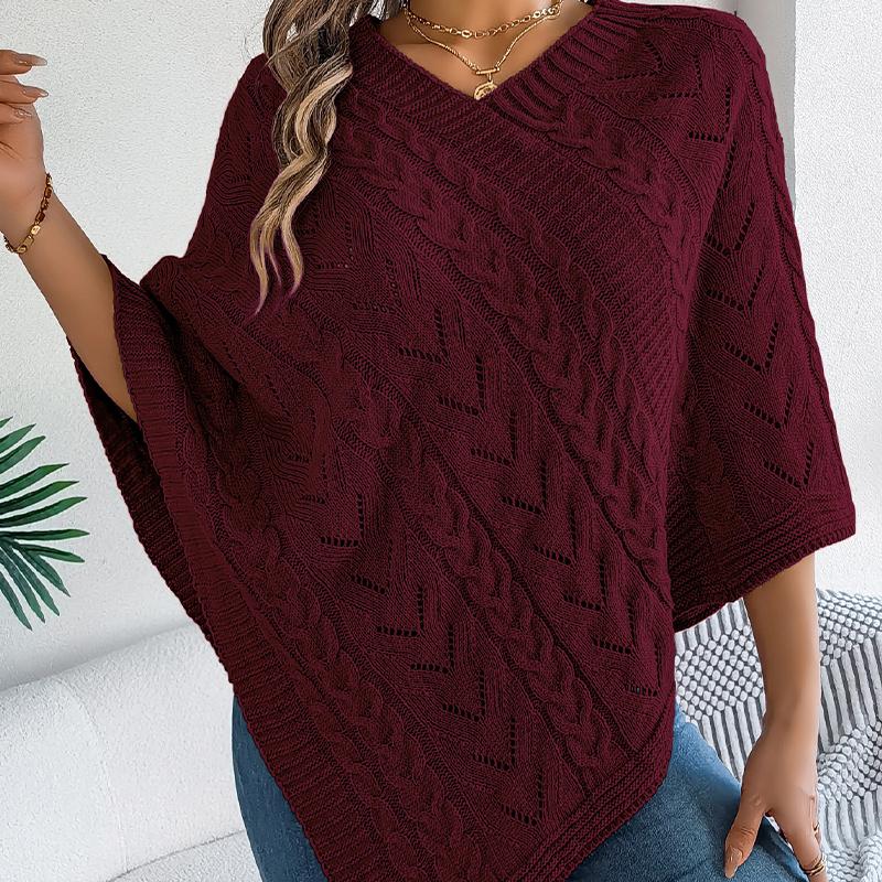 Women's Cable Knit Cape Sweater Oversized Open Front Poncho Coat Casual Solid Color
