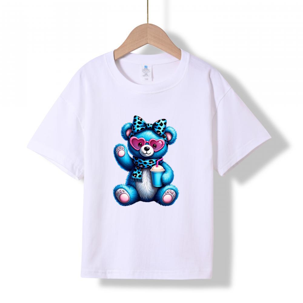 XH19 MINISO 2026 Summer New Printed Cotton Round Neck T-shirt for Children Aged 1-16, Boys and Girls