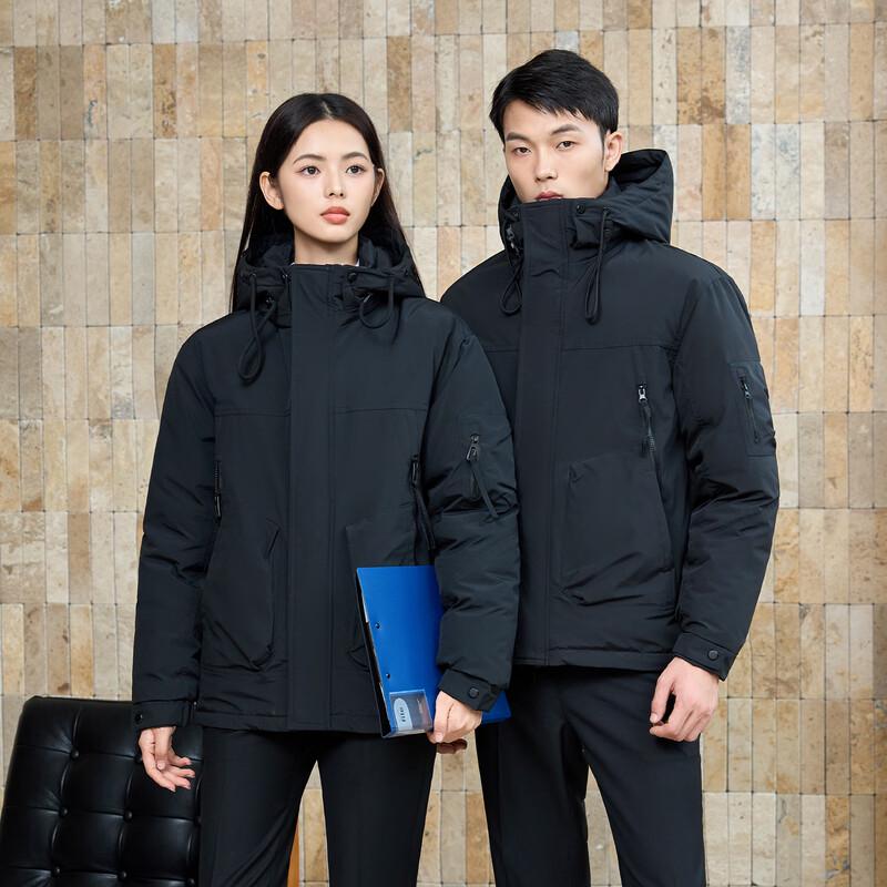 Tluoman Unisex Black Insulated Parka Work Jacket