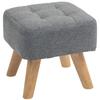 Linen Look Square Padded Footstool Grey