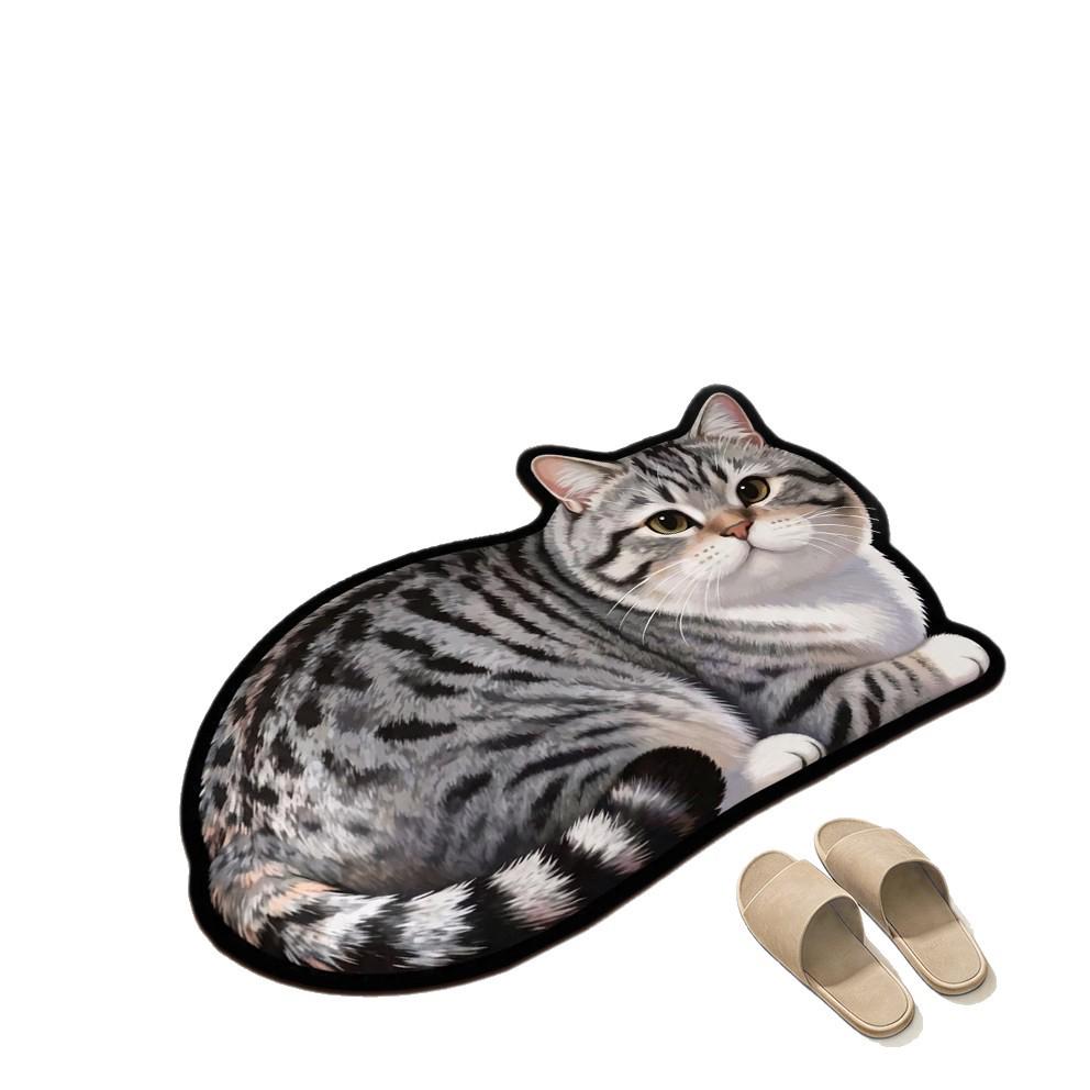 Cute Cartoon Cat Shaped Diatom Mud Bathroom Mat - Water Absorbent, Anti-Slip & Stain Resistant Foot Mat