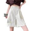 Army Green Tooling Shorts Women's Summer Thin High-waisted Thin A-shaped Wide-leg Pants Pure Cotton Sports Five-point Pants
