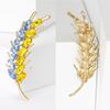 Elegant Wheat Sheaf Brooch Pin Exquisite Wheat Ear Lapel Pin Embellished with Sparkling Stones for Women Girls