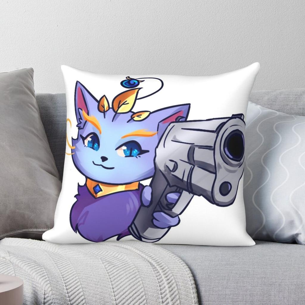Yuumi League of Legends Square Pillowcase Polyester Linen Velvet Printed Zip Decor Throw Pillow Case Bed Cushion Case