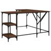 VidaXL Bureau, Table d'Ordinateur avec Étagères, Bureau d'Ordinateur avec Pieds, Table d'Écriture Chambre, Industriel, Chêne 837591