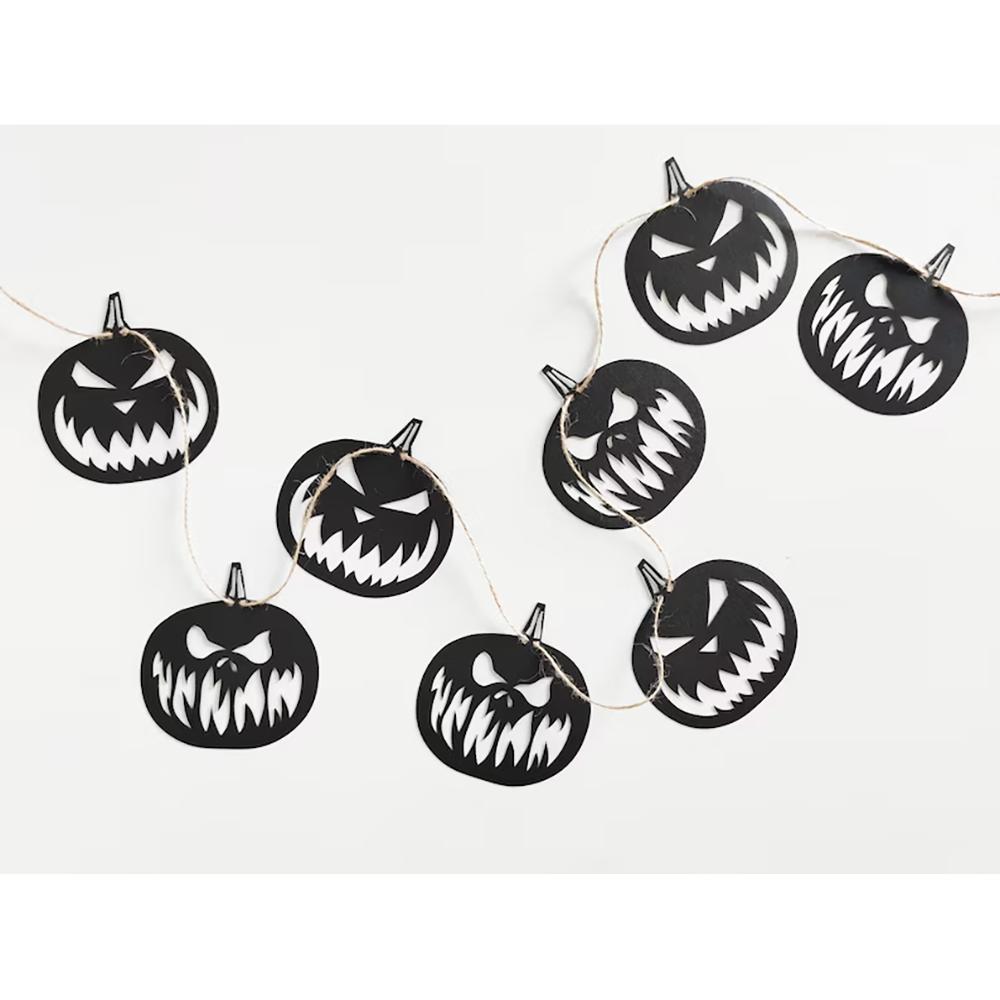 Spooky Halloween Pumpkin Garland Banner Halloween Party Fireplace Mantle Wall Backdrop Home Decor Birthday Autumn Decor Supplies
