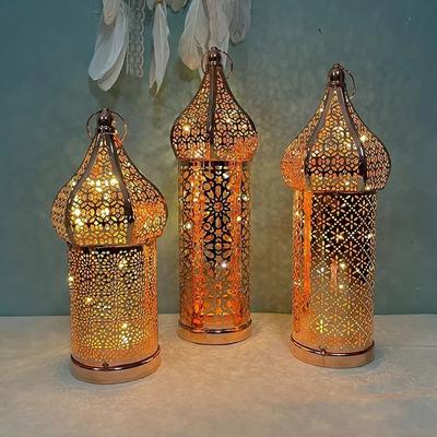 1 Stück marokkanische Metall-Vintage-Windlicht-Laterne Kerzenhalter Tischplatte Ramadan Heimdeko Zubehör Ornament Dekoration Geschenke