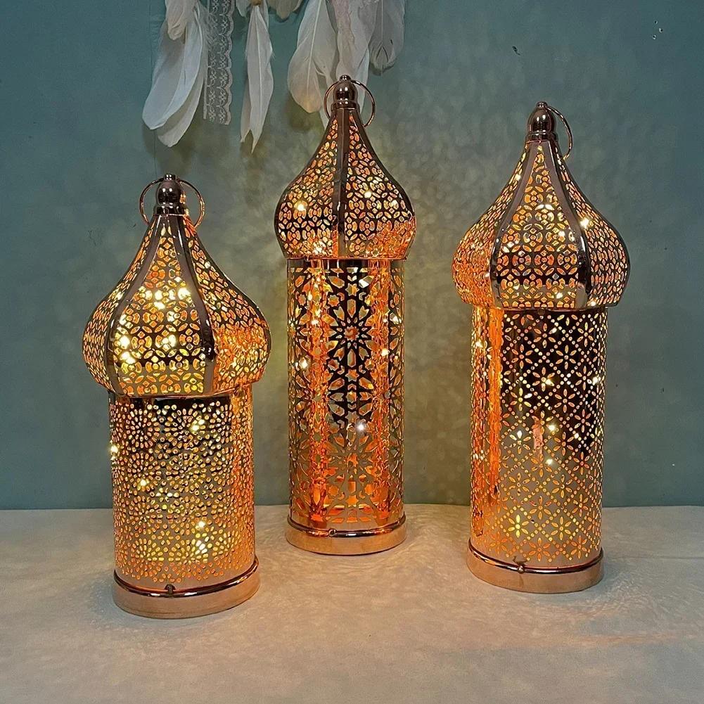 1 pz Lanterna Portacandele a Vento in Metallo Vintage Marocchino Portacandele da Tavolo Decorazioni per la Casa di Ramadan Ornamento Decorazione Regali
