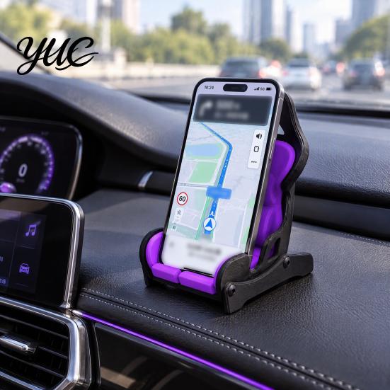Universal Smartphone Support Racing Seat Shape Phone Holder for Desk, Cool Style Desktop Mobile Stable Stand, Compact Decorative 3D Printed Small Car