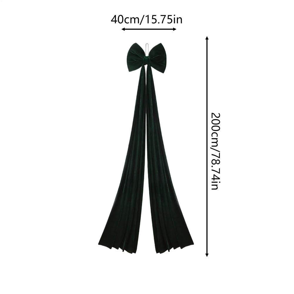 

Extra Large Christmas Bow 6.6 ft Seasonal Decorations Big Tree Topper Velvet Bow Rustic Christmas Decor for Home Wall Stairs 40x200cm темно-зеленого