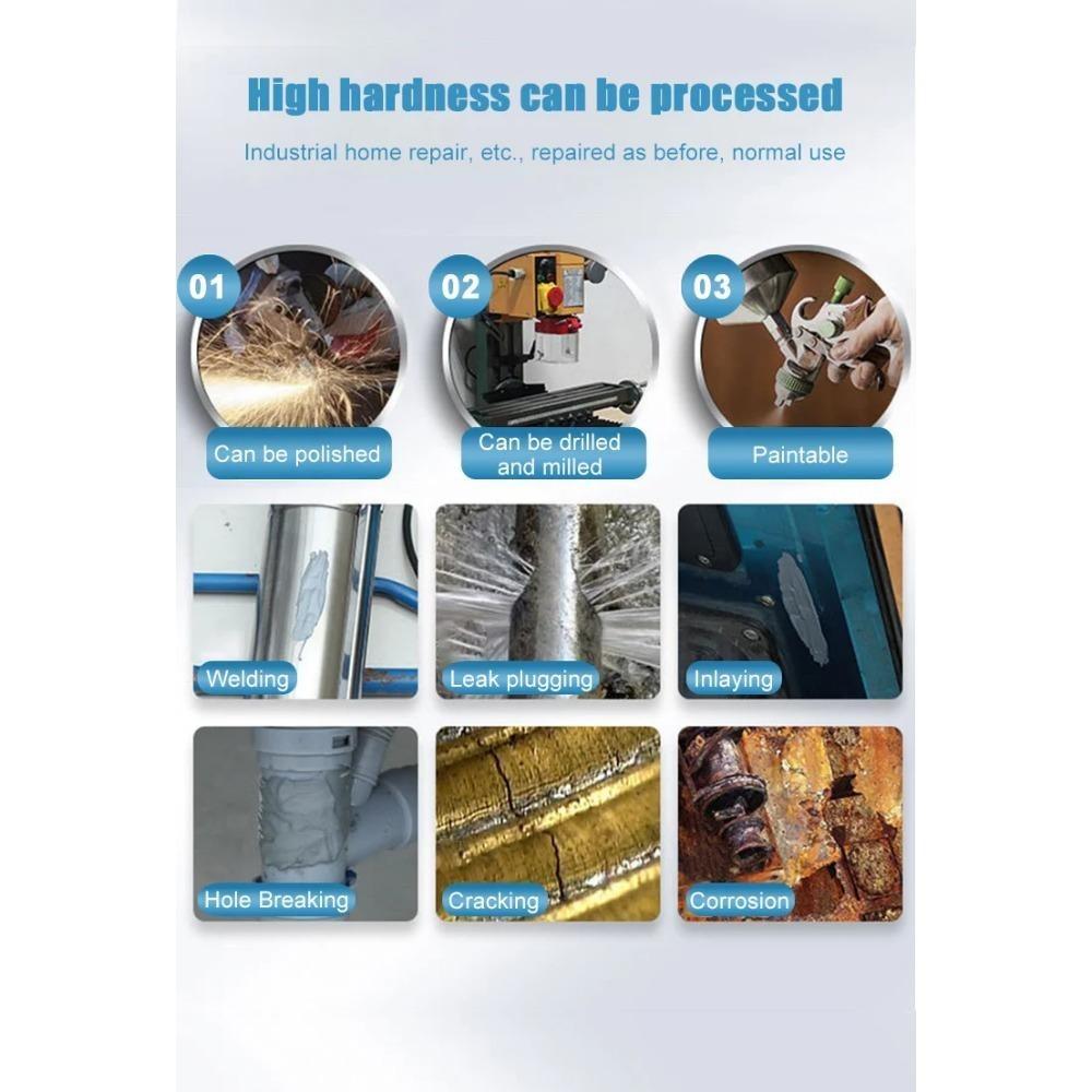 Pegamento de reparación de fundición AB, relleno de soldadura de Metal líquido resistente a altas temperaturas, pegamento de reparación de metales para defectos de fundición de Metal