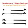 2Pair Car Front Bonnet Gas Struts+Pair Tailgate Gas Struts Lift Support Bar Steel For Toyota Land Cruiser 80 Series 1990-1997