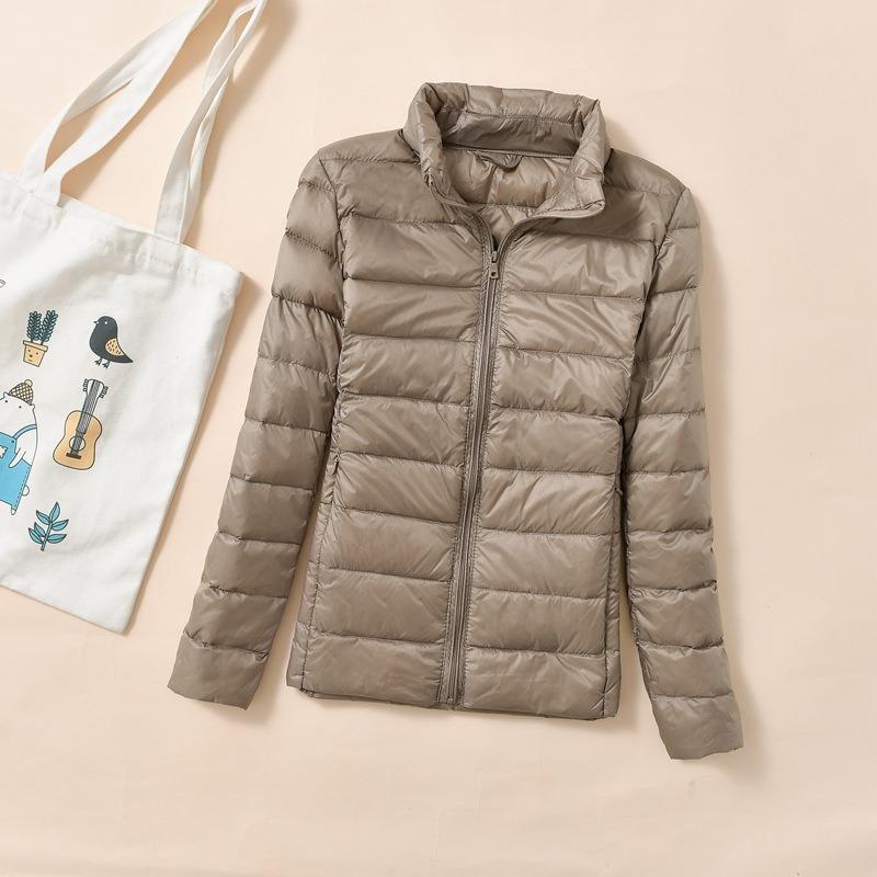 Feather large size down jacket women's new winter short light and thin stand-up collar thickened warm and slim white duck down jacket