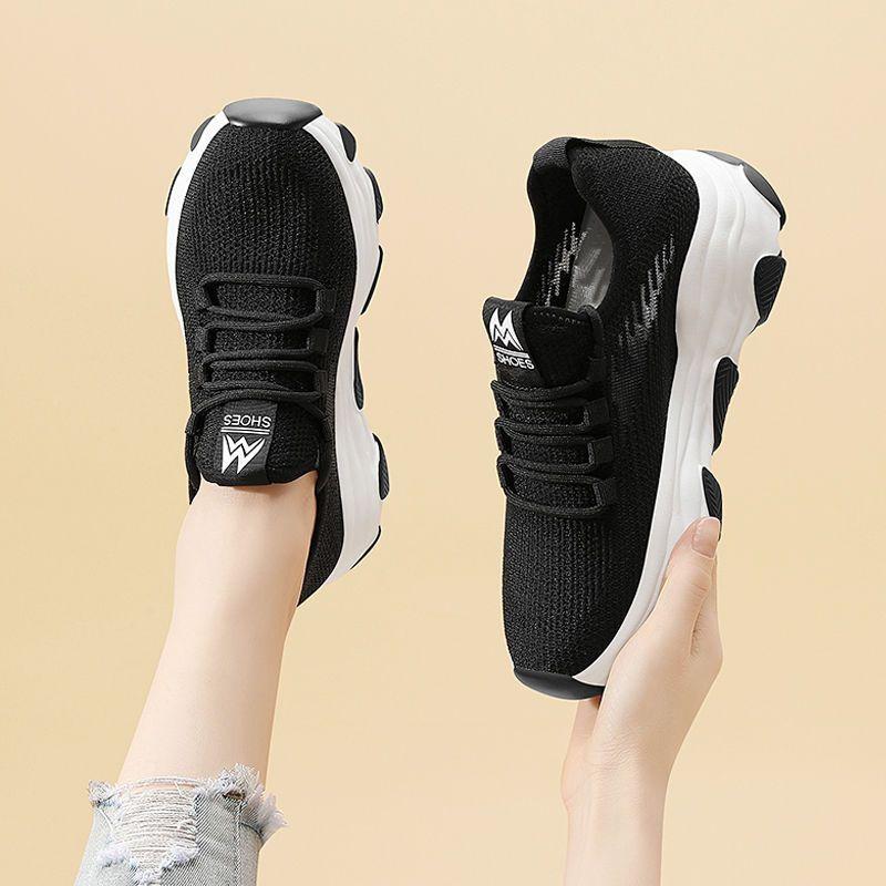 Summer New Casual Women's Shoes Platform Dad Shoes Versatile Sports Shoes Flying Woven Shoes Breathable Student Women's Shoes