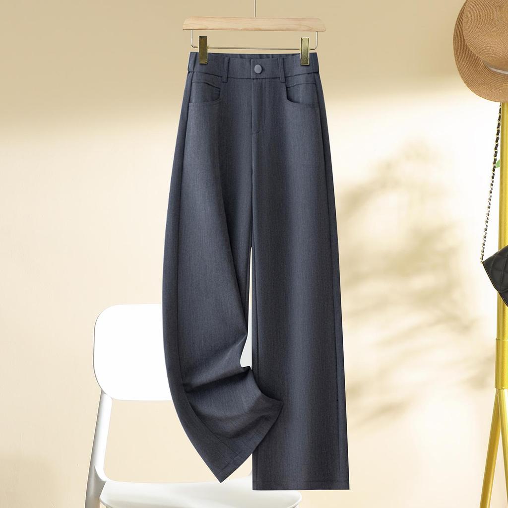 2025 Gray Women's Slim-Fit Wide-Leg High-Waisted Pants - This Year's Hot Spring/Autumn Style