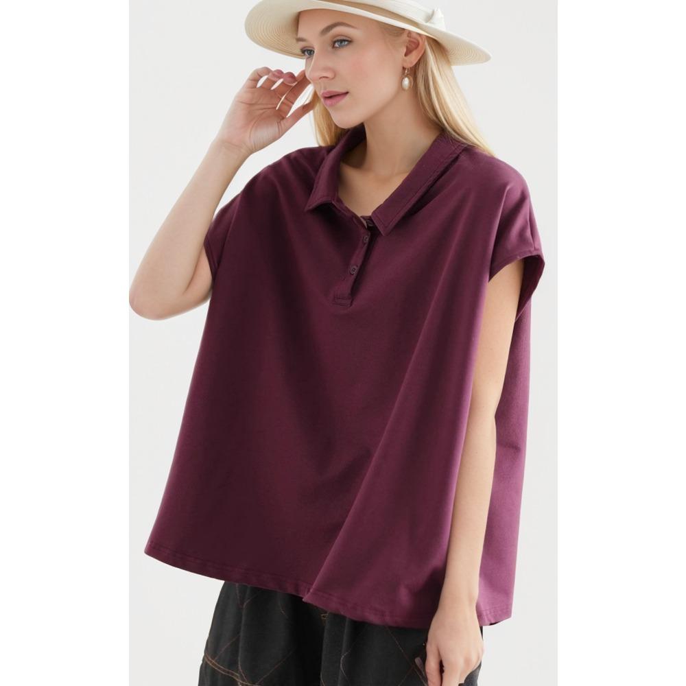 

DIMANAF 2024, новая футболка с пуговицами, летние женские свободные однотонные базовые фиолетовые топы с круглым вырезом, фиолетовые футболки, новинка 2024 г.