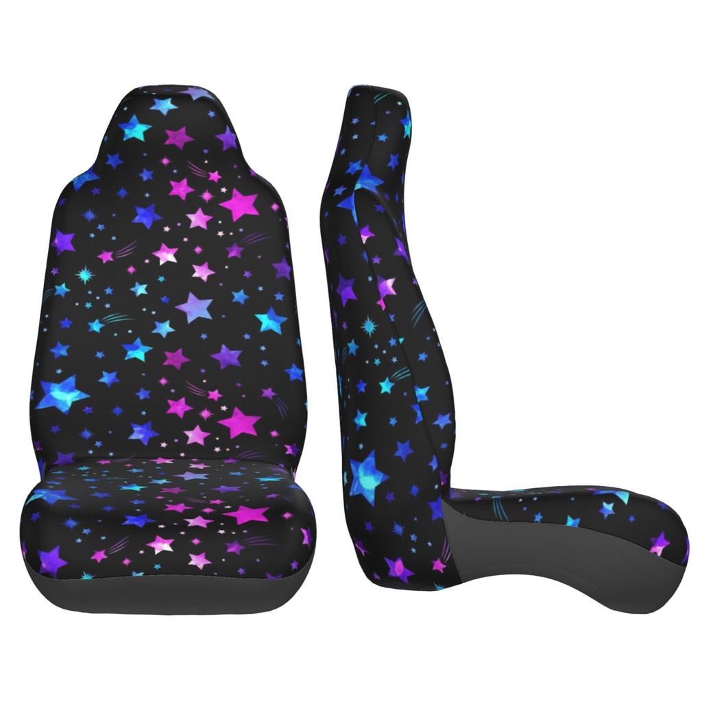 Space Galaxy Constellation Zodiac Star Print Car Seat Cover 2pcs Printing Universal Front Protector Accessories Cushion Set