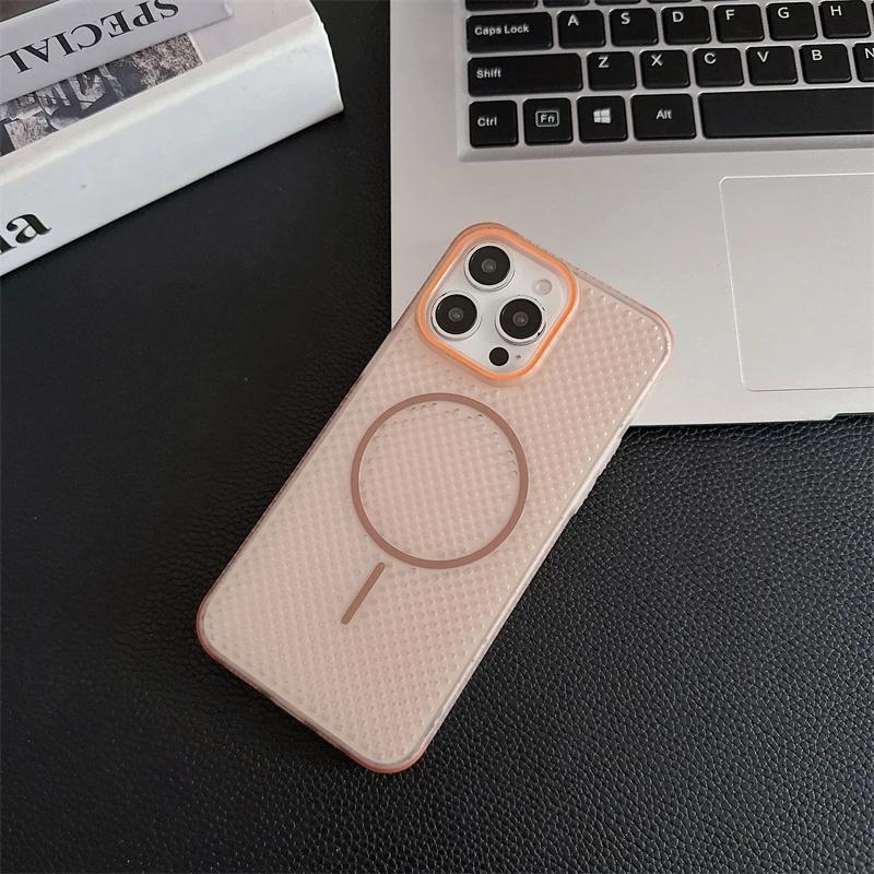 Cooling Heat Dissipation Magnetic Phone Case For iPhone 16 15 14 Plus 13 12 Pro Max Case Breathable Hard Back Cover For Magsafe