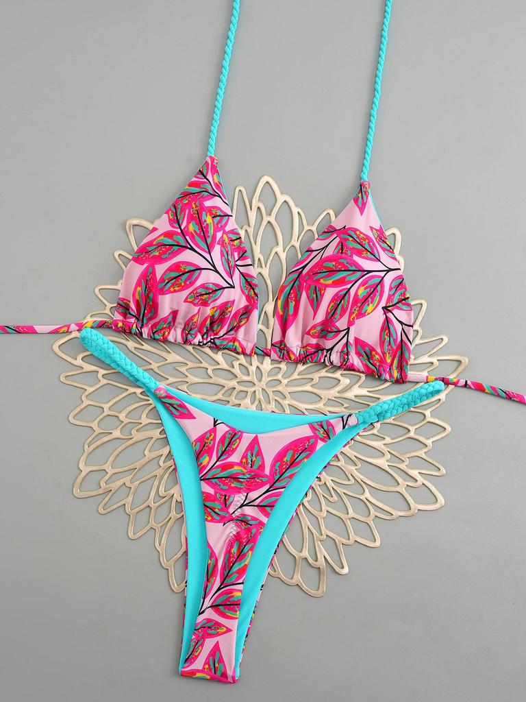 2024 European & American Lace-Up Halter Triangle Bikini – Sexy Beach Swimwear