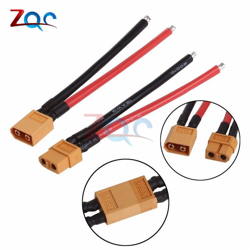 

1 Set XT60 Male & Female Connector Adapter Bullet Plug with Silicon 14AWG Electrical Wire Cable for RC Lipo Battery Line Connector
