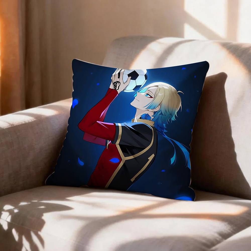 Blue Lock Anime MMichael KKaiser Pillow Case Pattern Printed Pillowcase For Living Room Sofa Cushion Cover